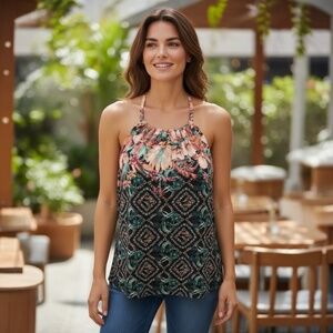 WHBM Matte-Jersey Printed Halter Top